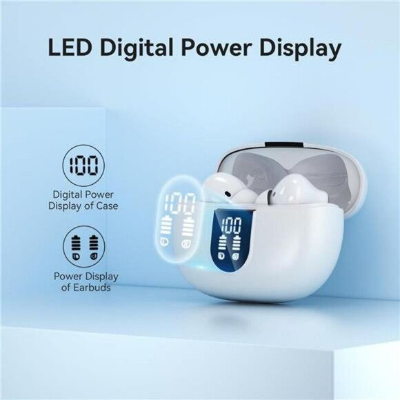 Wireless Bluetooth Earbuds Noise Canceling Mic LED Display Waterproof Headphones - Picture 3 of 7